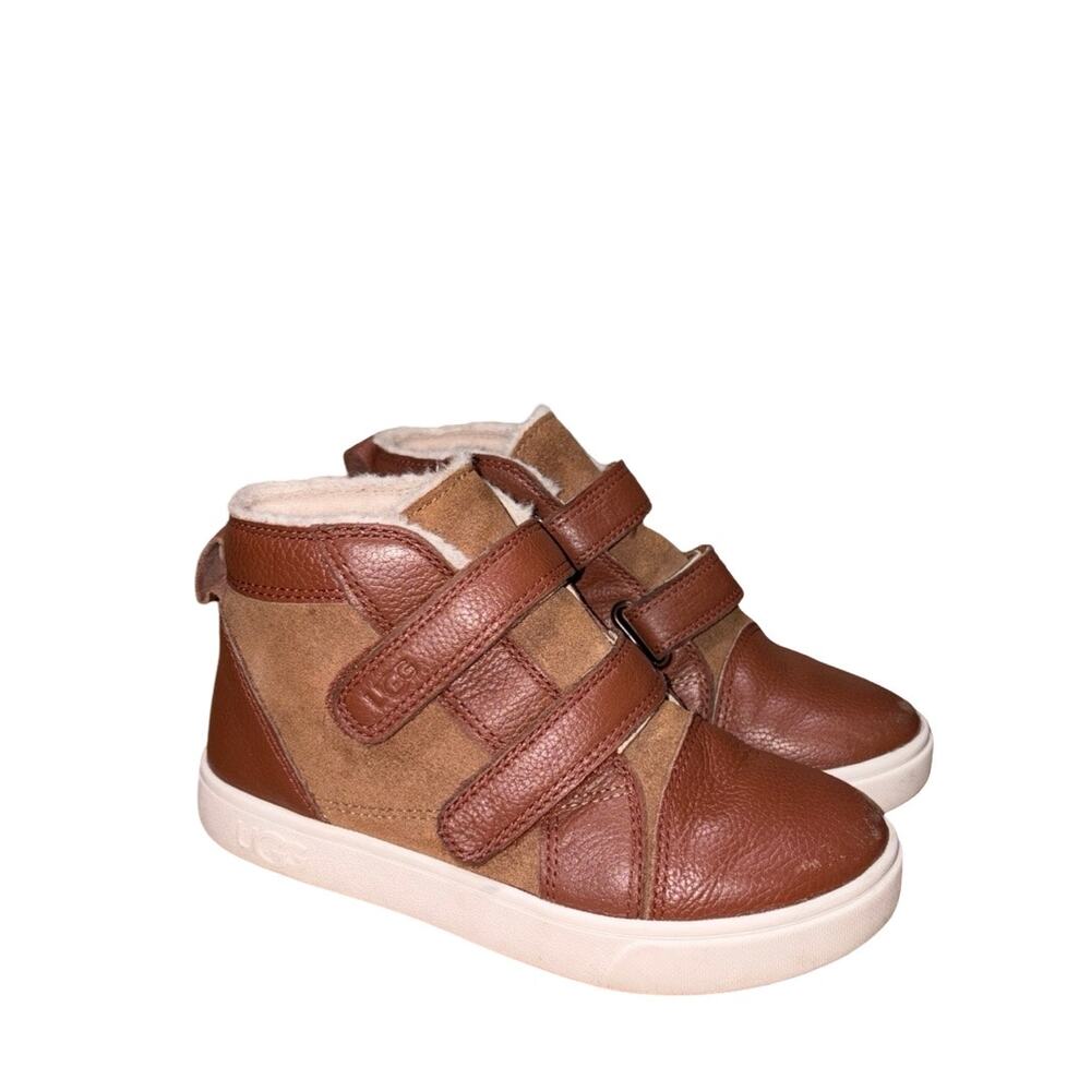 UGG Rennon II Chestnut Leather Suede Double-Strap Sneakers   Size: US 13 Kids